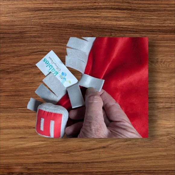 Disney Parks  Babies Red & Gray Plush Baby Lovey Blanket With Fringe Trim 12" - Picture 2 of 8